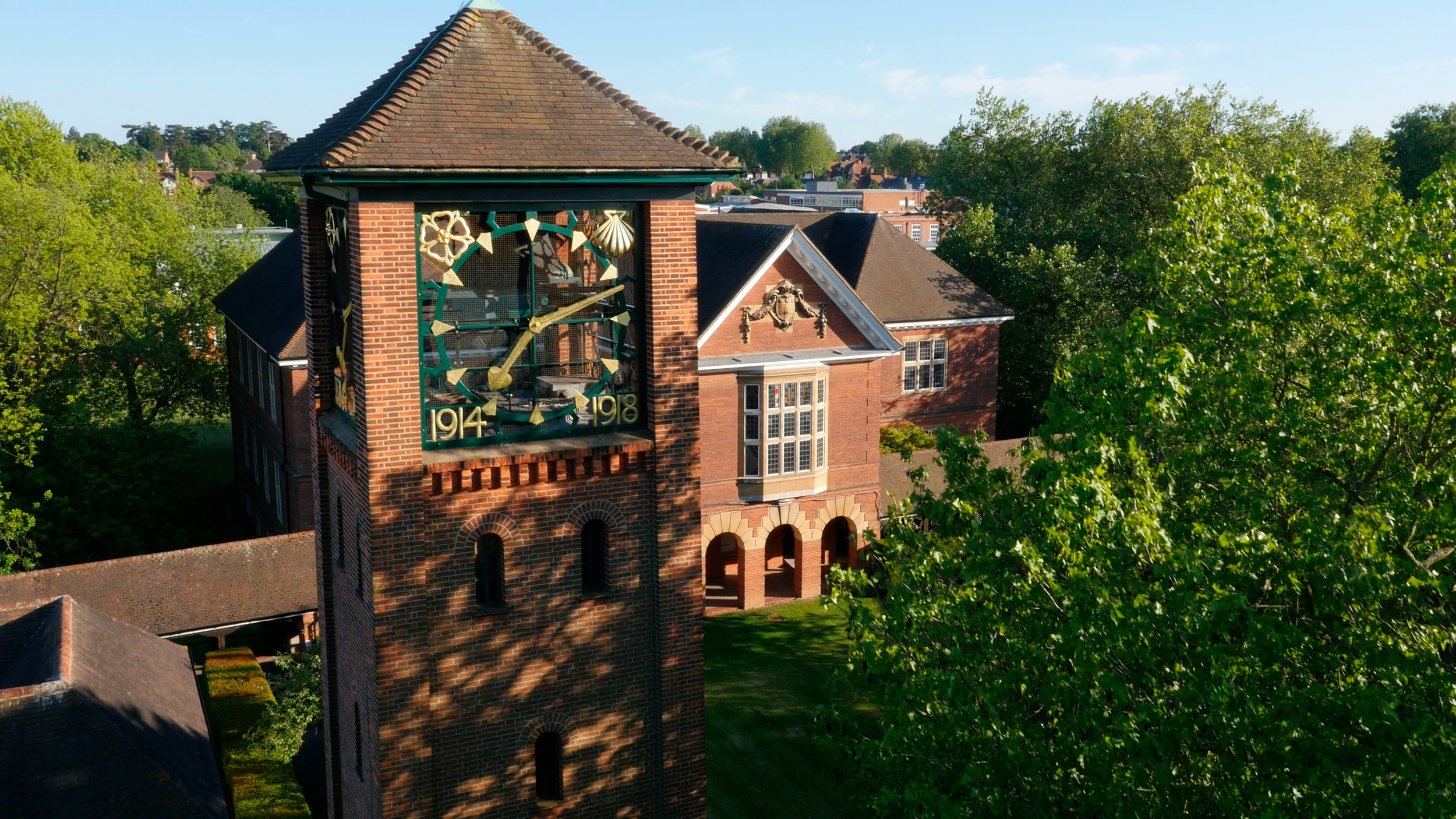 Historic red brick clock tower at London Road campus
