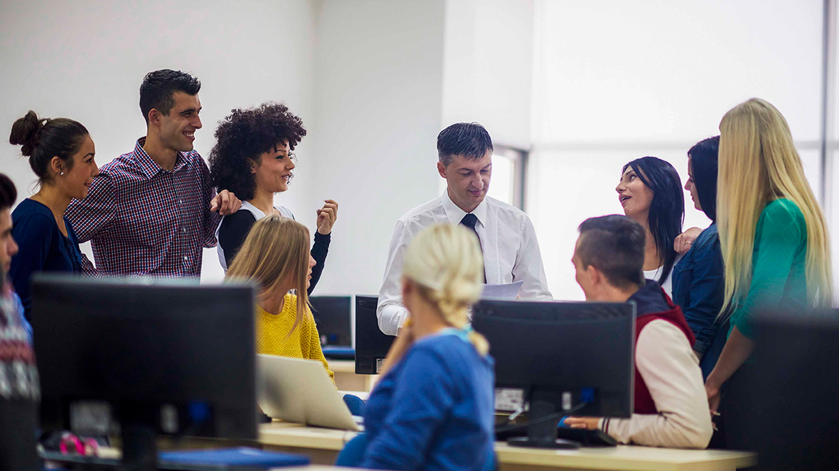 Group of people in a computer lab