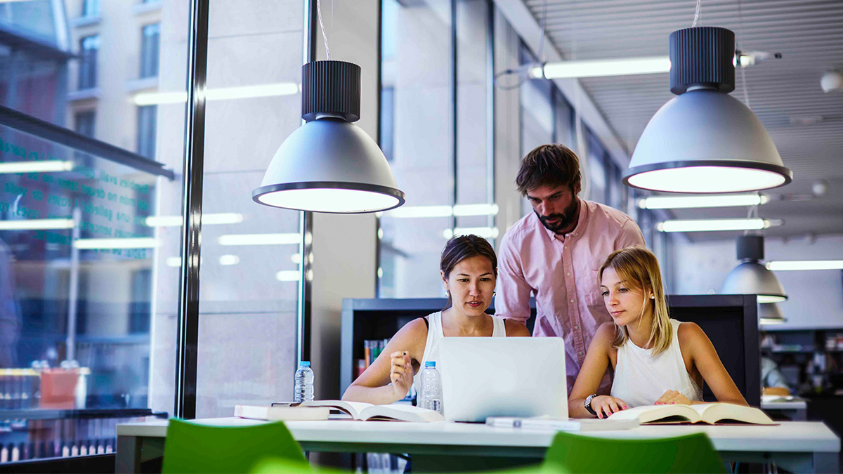 Colleagues working in an office