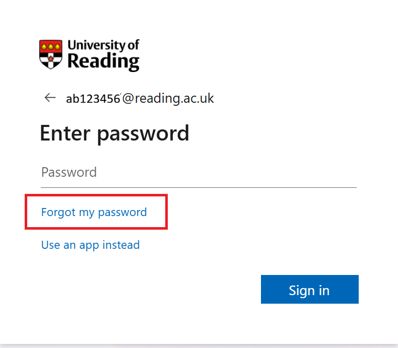 Microsoft forgot password