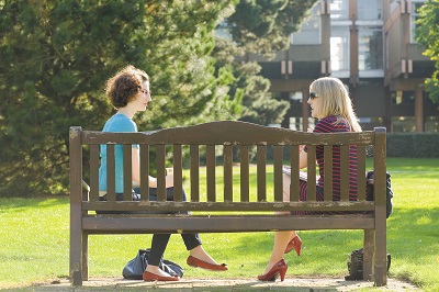 Sitting on a bench 