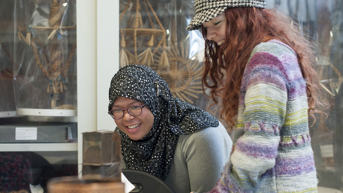 Student analysing an artifact