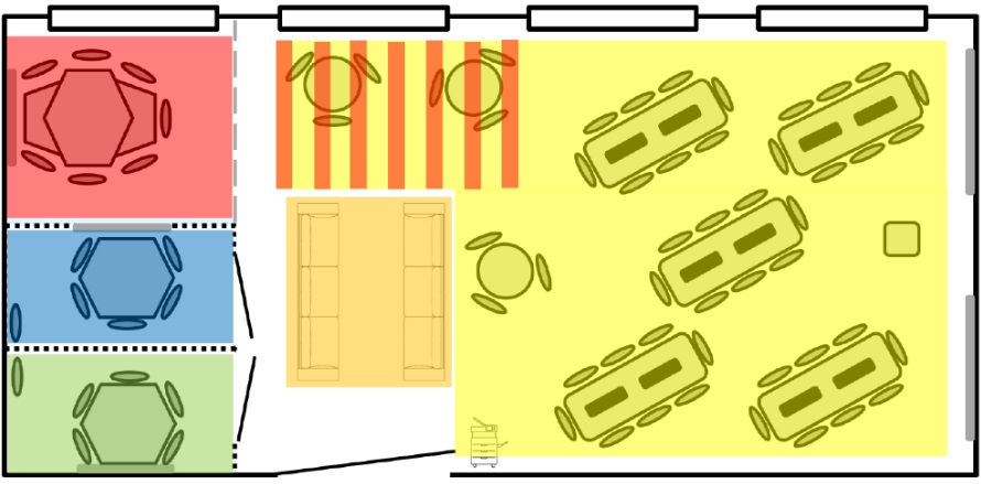 The open space and pods of the Global Study Lounge.