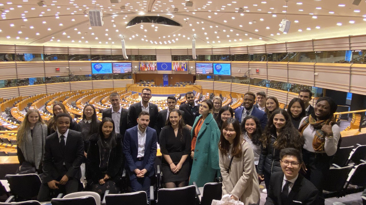 Picture of law students during an EU Parliament trip