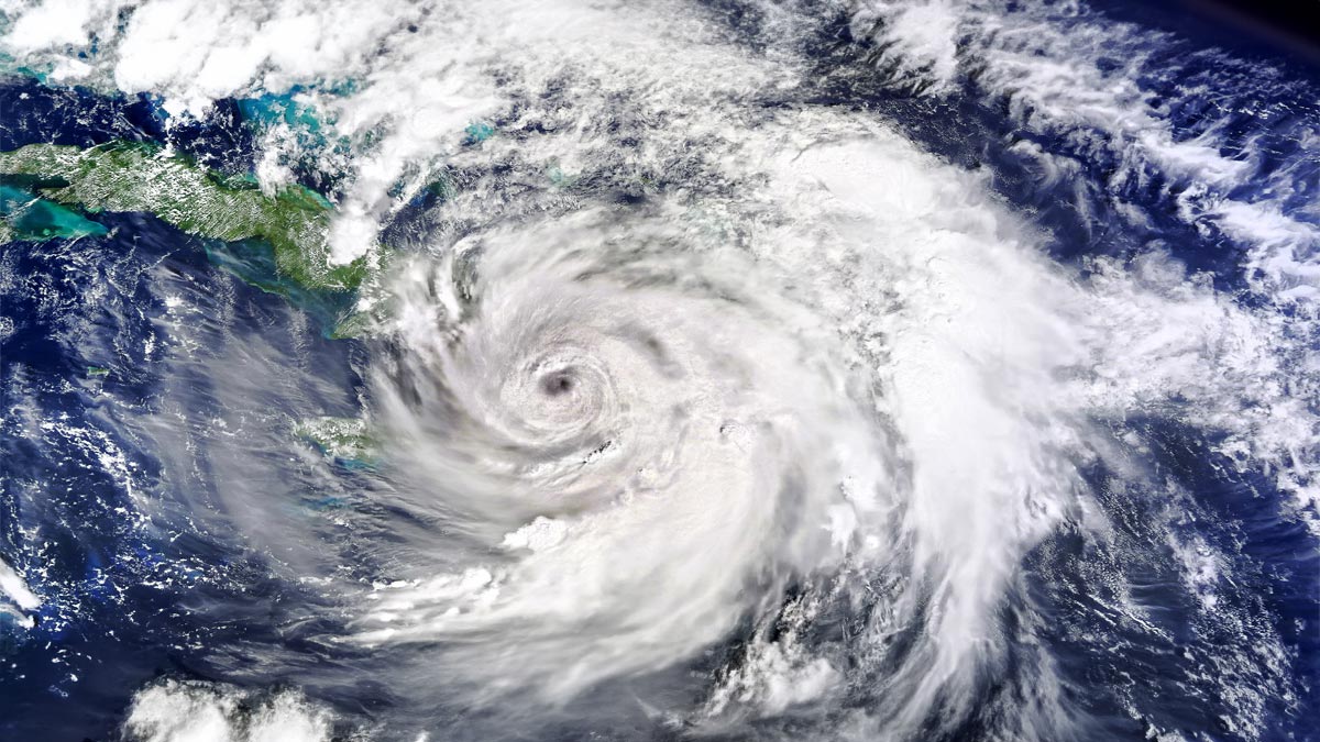 Aerial view of a hurricane and Earth