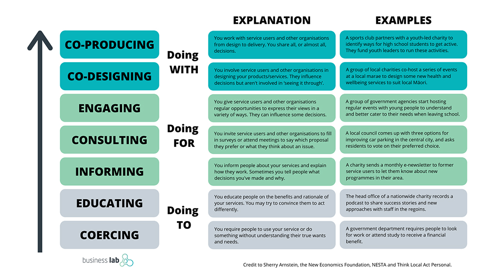 Graphic depicting co-producing examples