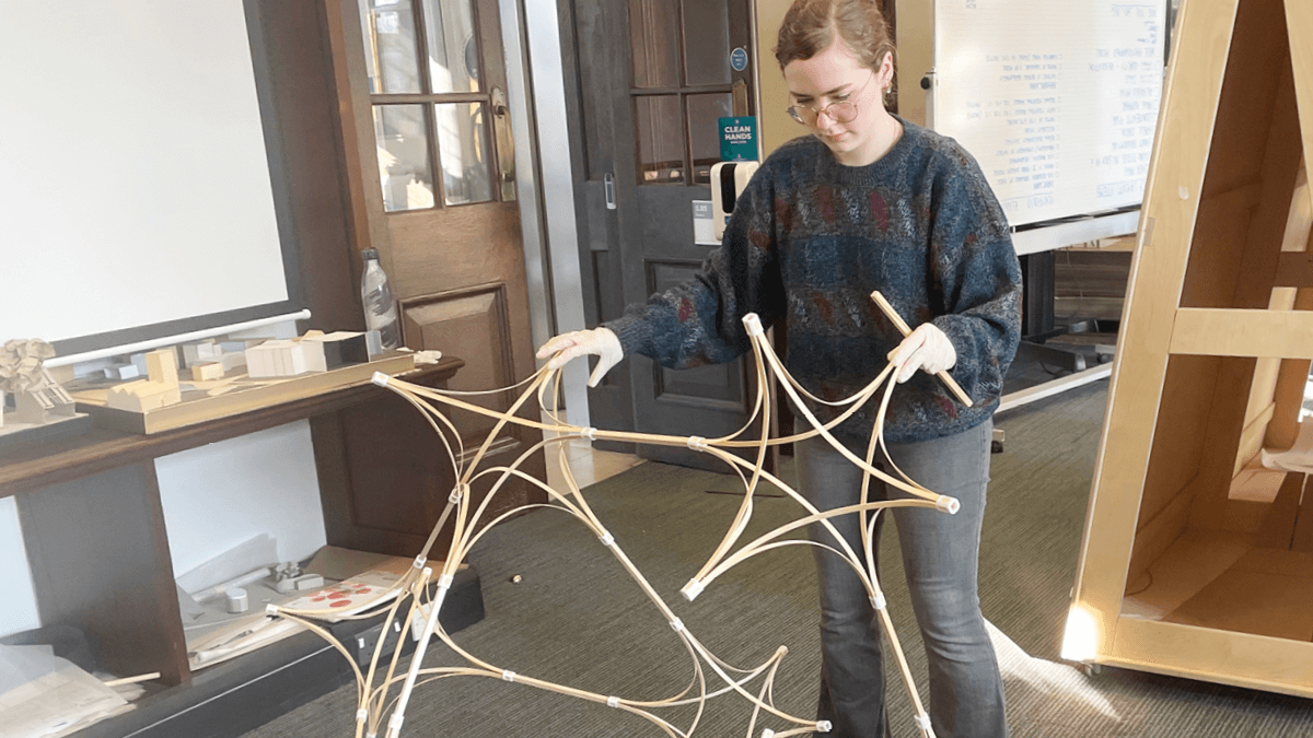 A student is working on her assignment. 